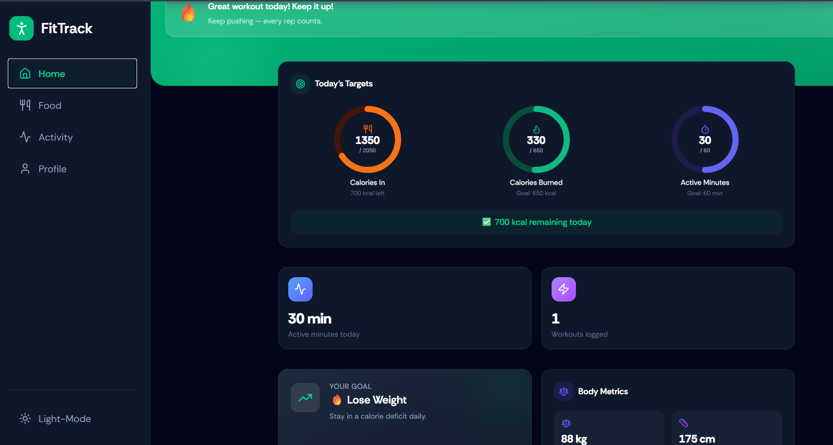 AI-Fitness Tracker project screenshot